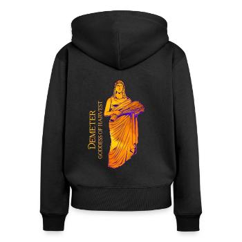 Göttin der Ernte - Demeter - Frauen Premium Bio Zip Hoodie - Schwarz - Hinten - Julia (174cm)