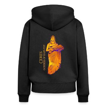 Déesse de la moisson - Cérès - Sweat à capuche zippé Premium bio Femme - noir - Dos - Julia (174cm)
