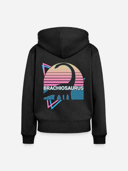 Brachiosaurus Dinosaurier Retro - Frauen Premium Bio Zip Hoodie - Schwarz