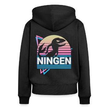 Ningen Cryptozoology Retro - Women's Premium Organic Zip Hoodie - black - Back - Julia (174cm)