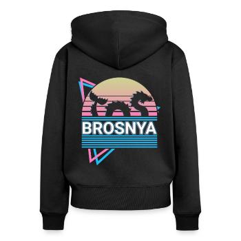 Brosnya Cryptozoology Retro - Women's Premium Organic Zip Hoodie - black - Back - Julia (174cm)