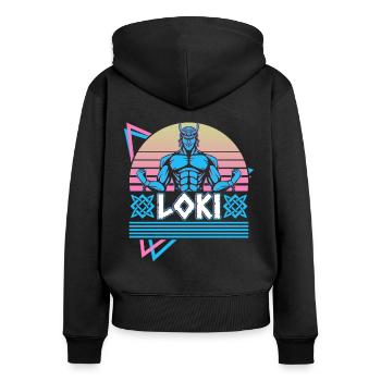 Loki Nordischer Gott Asgard Nordische Mythologie R - Frauen Premium Bio Zip Hoodie - Schwarz - Hinten - Julia (174cm)