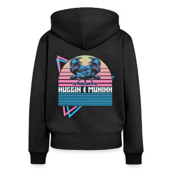 Huginn und Muninn Nordischer Rabe Nordische Mythol - Frauen Premium Bio Zip Hoodie - Schwarz - Hinten - Julia (174cm)