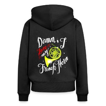 Funny French Horn Musical Instrument - Frauen Premium Bio Zip Hoodie - Schwarz - Hinten - Julia (174cm)