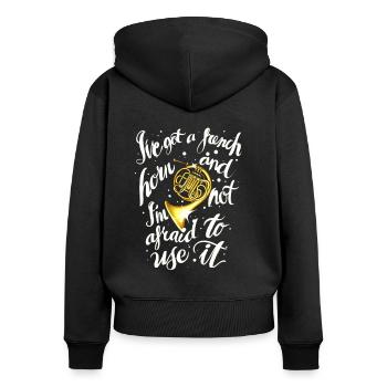 French Horn Music Instrument Player - Frauen Premium Bio Zip Hoodie - Schwarz - Hinten - Julia (174cm)