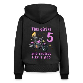 Birthday Shirt Motorcycle - 5 Birthday Girl - Women's Premium Organic Zip Hoodie - black - Back - Julia (174cm)