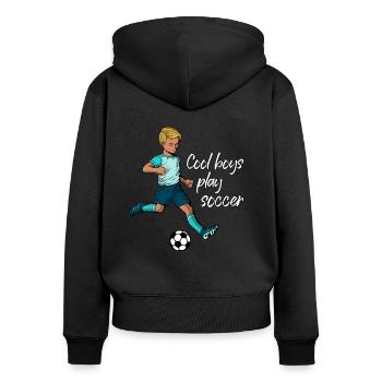 Les garçons cool jouent au football - Le garçon joue au football - Sweat à capuche zippé Premium bio Femme - noir - Dos - Julia (174cm)