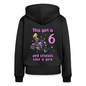 Birthday Shirt Motorcycle - 6 Birthday Girl - Women's Premium Organic Zip Hoodie - black - Back - Julia (174cm)