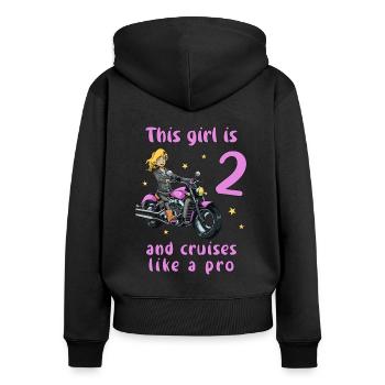 Birthday Shirt Motorcycle - 2 Birthday Girls - Women's Premium Organic Zip Hoodie - black - Back - Julia (174cm)