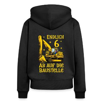 Ab auf die Baustelle - Bagger Geburtstag 6 Jahre - Frauen Premium Bio Zip Hoodie - Schwarz - Hinten - Julia (174cm)