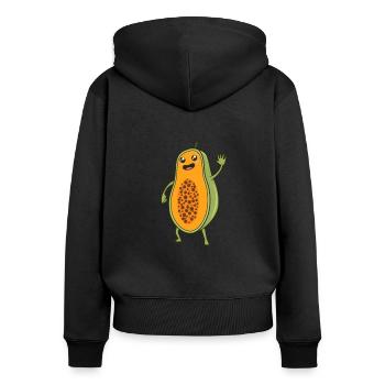 Kawaii Comic Papaya - Frauen Premium Bio Zip Hoodie - Schwarz - Hinten - Julia (174cm)