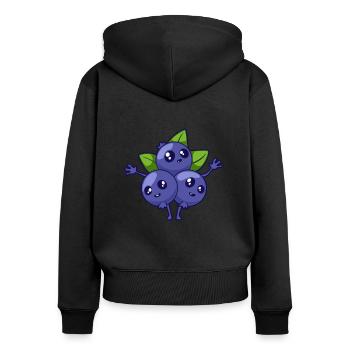 Kawaii Comic Blueberry - Sweat à capuche zippé Premium bio Femme - noir - Dos - Julia (174cm)