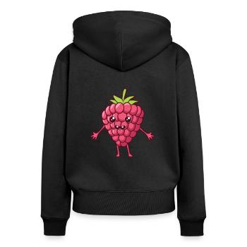 Kawaii Comic Himbeere - Frauen Premium Bio Zip Hoodie - Schwarz - Hinten - Julia (174cm)