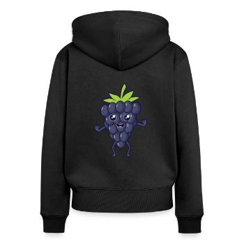 Kawaii Comic Brombeere - Frauen Premium Bio Zip Hoodie - Schwarz - Hinten - Julia (174cm)