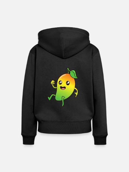Kawaii Comic Mango - Frauen Premium Bio Zip Hoodie - Schwarz