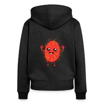 Kawaii Comic Rambutan - Frauen Premium Bio Zip Hoodie - Schwarz - Hinten - Julia (174cm)