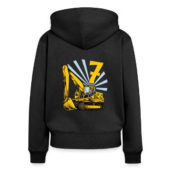 Ich bin 7 - Bagger Geburtstag 7 Jahre - Frauen Premium Bio Zip Hoodie - Schwarz - Hinten - Julia (174cm)