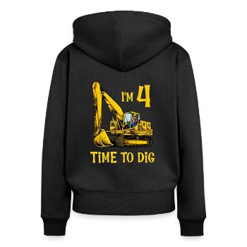 Ich bin 4 - Zeit zum baggern - Bagger 4 Jahre - Frauen Premium Bio Zip Hoodie - Schwarz - Hinten - Julia (174cm)