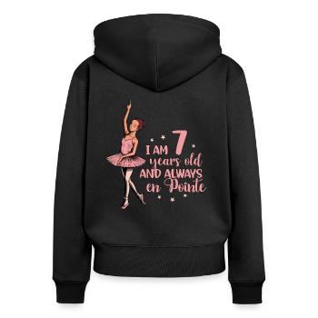 I am 7 years old and always en pointe - Ballerina - Women's Premium Organic Zip Hoodie - black - Back - Julia (174cm)