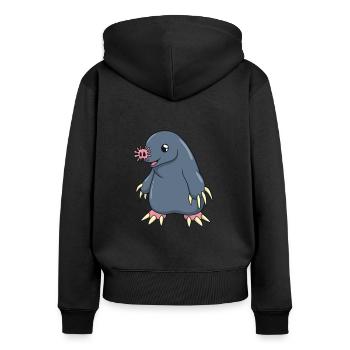 Taupe étoile kawaii - Sweat à capuche zippé Premium bio Femme - noir - Dos - Julia (174cm)