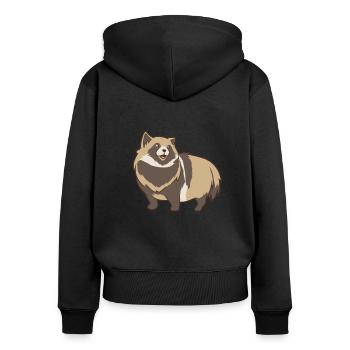 Chien raton laveur Kawaii - Sweat à capuche zippé Premium bio Femme - noir - Dos - Julia (174cm)