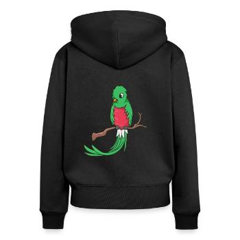 Kawaii Quetzal - Sweat à capuche zippé Premium bio Femme - noir - Dos - Julia (174cm)