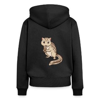 Kawaii Thirteen Stripes Croissants - Sweat à capuche zippé Premium bio Femme - noir - Dos - Julia (174cm)