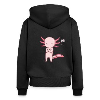 Axolotl Neinsager - Frauen Premium Bio Zip Hoodie - Schwarz - Hinten - Julia (174cm)