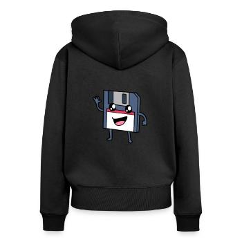 Never forget - Retro Kawaii Diskette - Frauen Premium Bio Zip Hoodie - Schwarz - Hinten - Julia (174cm)