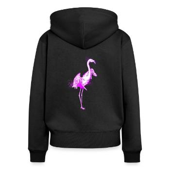 Colorful drawing of a flamingo - Women's Premium Organic Zip Hoodie - black - Back - Julia (174cm)