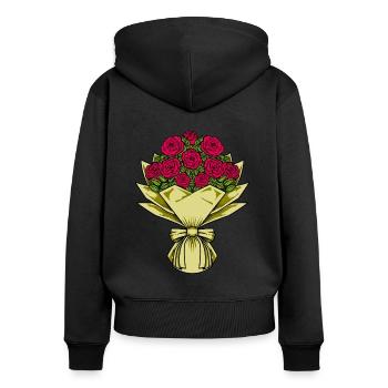 Roses Rouges - Bouquet - Sweat à capuche zippé Premium bio Femme - noir - Dos - Julia (174cm)