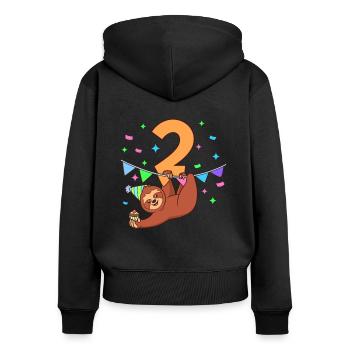 Mit Faultier - Kinder Geburtstag 2 Jahre - Frauen Premium Bio Zip Hoodie - Schwarz - Hinten - Julia (174cm)