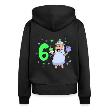 Mit Schaf - Mädchen Geburtstag 6 Jahre - Frauen Premium Bio Zip Hoodie - Schwarz - Hinten - Julia (174cm)