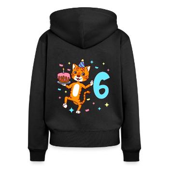 Mit Tiger - Jungen Geburtstag 6 Jahre - Frauen Premium Bio Zip Hoodie - Schwarz - Hinten - Julia (174cm)