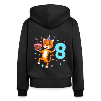 Mit Tiger - Jungen Geburtstag 8 Jahre - Frauen Premium Bio Zip Hoodie - Schwarz - Hinten - Julia (174cm)