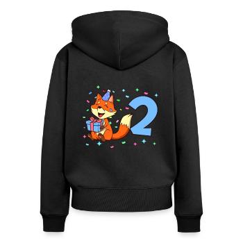 With Fox - Boy's Birthday 2 years - Women's Premium Organic Zip Hoodie - black - Back - Julia (174cm)