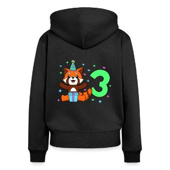 Mit Roter Panda - Kinder Geburtstag 3 Jahre - Frauen Premium Bio Zip Hoodie - Schwarz - Hinten - Julia (174cm)