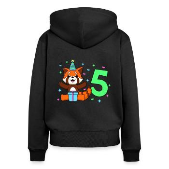 Mit Roter Panda - Kinder Geburtstag 5 Jahre - Frauen Premium Bio Zip Hoodie - Schwarz - Hinten - Julia (174cm)