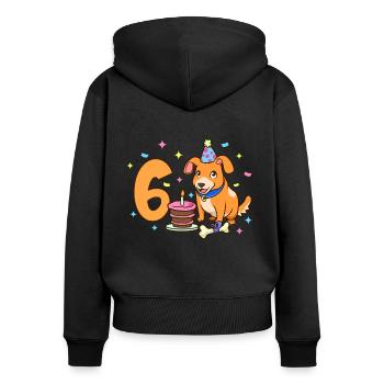 Mit Hund - Kinder Geburtstag 6 Jahre - Frauen Premium Bio Zip Hoodie - Schwarz - Hinten - Julia (174cm)