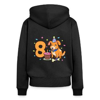 Mit Hund - Kinder Geburtstag 8 Jahre - Frauen Premium Bio Zip Hoodie - Schwarz - Hinten - Julia (174cm)