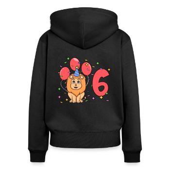 Mit Löwe - Kinder Geburtstag 6 Jahre - Frauen Premium Bio Zip Hoodie - Schwarz - Hinten - Julia (174cm)