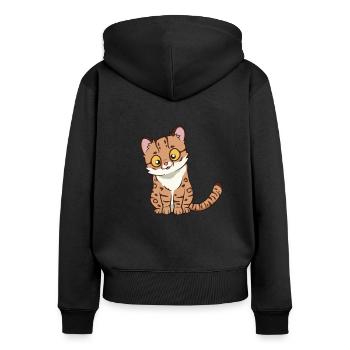 Kawaii Margay - Sweat à capuche zippé Premium bio Femme - noir - Dos - Julia (174cm)