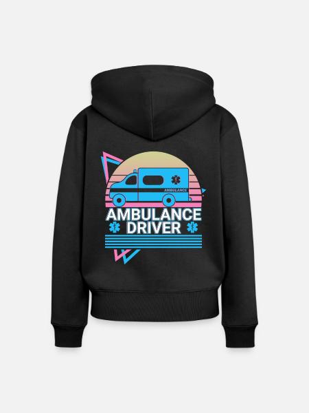 Krankenwagenfahrer Retro - Frauen Premium Bio Zip Hoodie - Schwarz