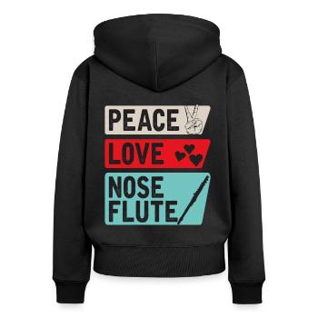 Nez Flûte Instrument de musique Sifflet de nez - Sweat à capuche zippé Premium bio Femme - noir - Dos - Julia (174cm)