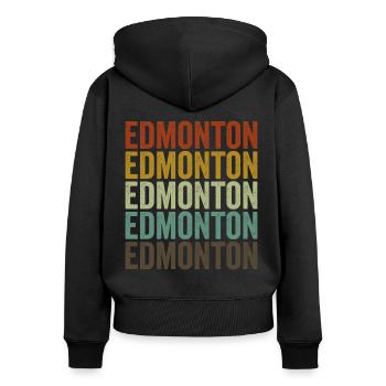 Edmonton Canada Rétro Vintage - Sweat à capuche zippé Premium bio Femme - noir - Dos - Julia (174cm)