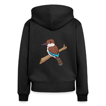 Kawaii Kookaburra - Women's Premium Organic Zip Hoodie - black - Back - Julia (174cm)
