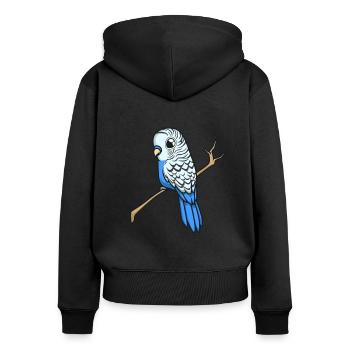 Perruche bleue kawaii - Sweat à capuche zippé Premium bio Femme - noir - Dos - Julia (174cm)