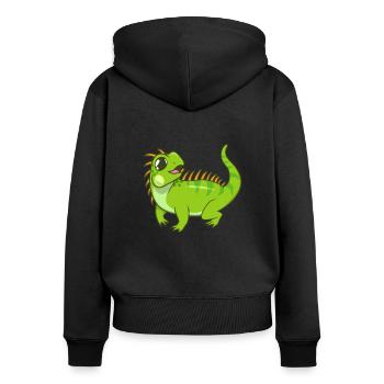 Kawaii Iguana - Women's Premium Organic Zip Hoodie - black - Back - Julia (174cm)