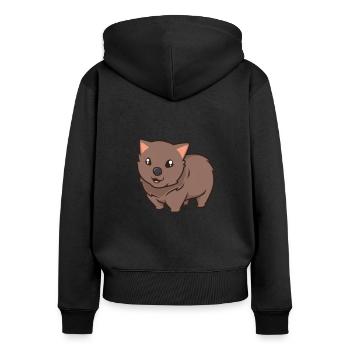 Kawaii Wombat - Sweat à capuche zippé Premium bio Femme - noir - Dos - Julia (174cm)