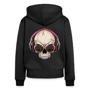 Downtown Girl Esthétique Skull Coquette Death Metal - Sweat à capuche zippé Premium bio Femme - noir - Dos - Julia (174cm)